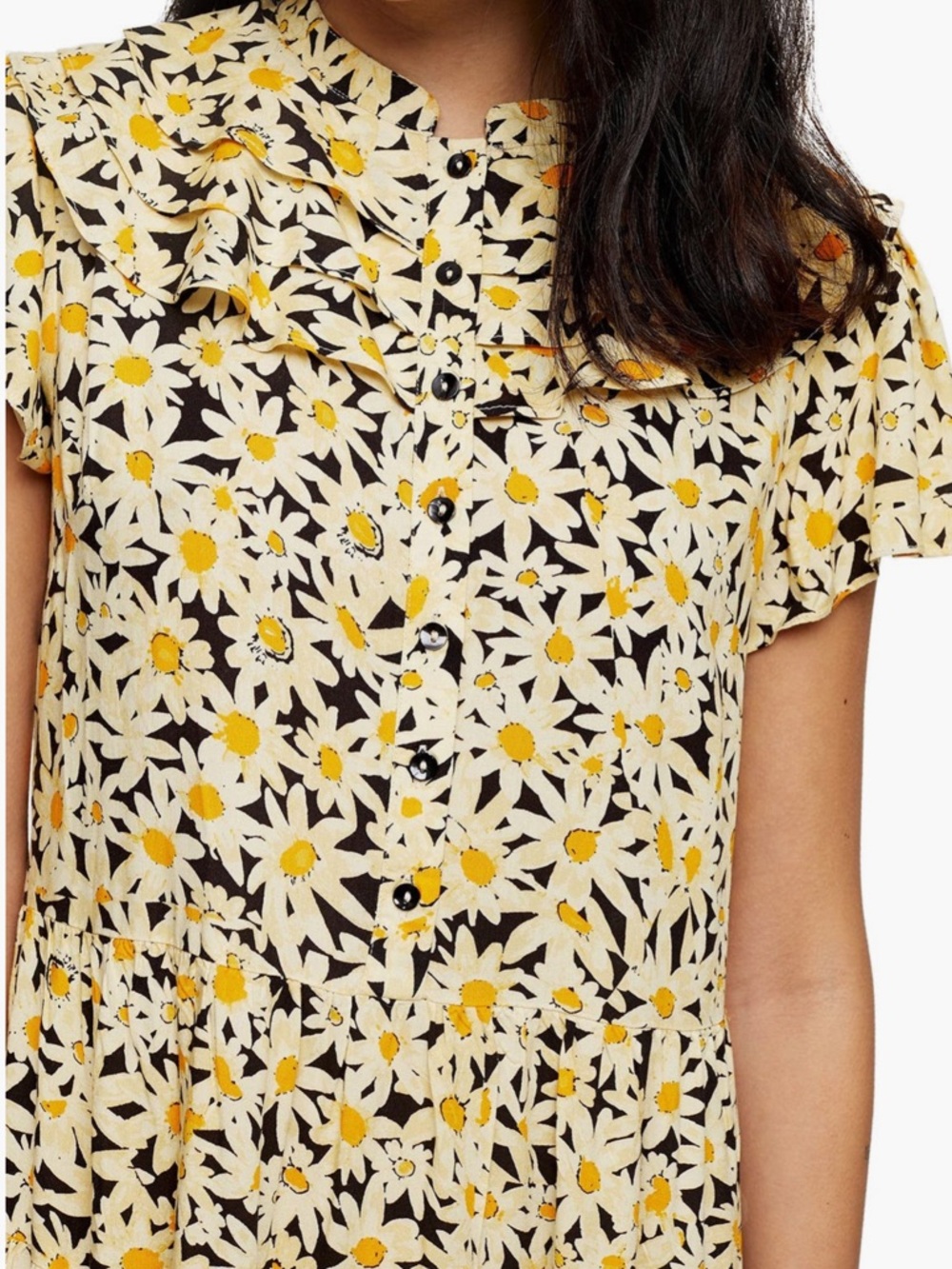 Yellow Daisy Floral Mini Shirt Dress Topshop Size 10, NWT - Picture 7 of 12